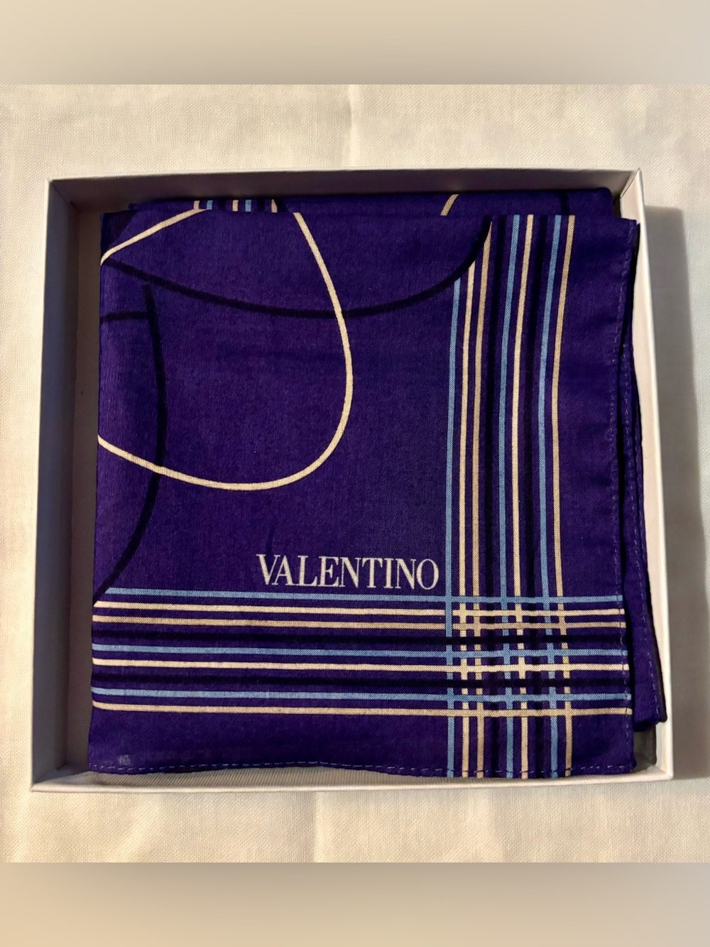 Valentino vintage navy blue/purple cotton scarf